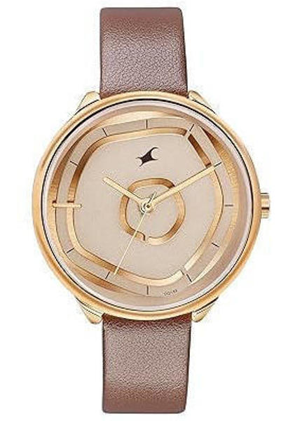 Picture of Fastrack 6303WL01 Stunners Multifunction Rose Gold Dial Leather Strap Watch for Girls