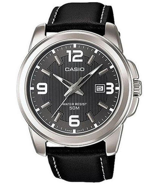 Picture of Casio Enticer Date Silver Leather Belt Watch MTP-1314L-8AVDF