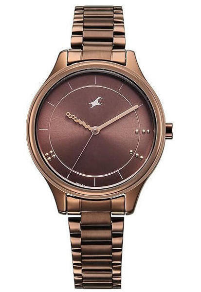 Picture of Fastrack 6296QM01 Stunners Analog Brown Dial Brown Metal Watch For Girls