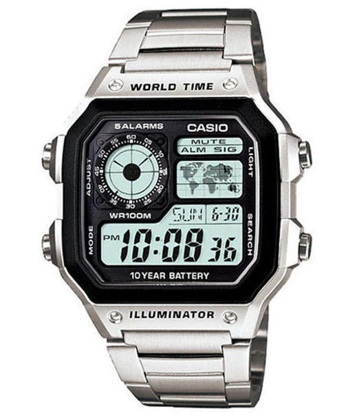 Picture of Casio AE-1200WHD-1AVDF Silver Stainless-Steel Multifunctional Men's Watch with Digital Dial