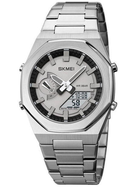 Picture of Skmei 1816 Chrono Dual Display Waterproof Stainless Steel Men’s Watch - Silver White