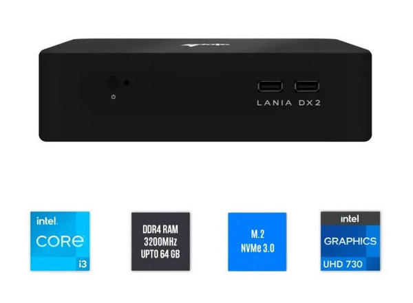 Picture of Qbits Lania DX2 Intel Core i3 12th Gen 8GB DDR4 RAM 500GB M.2 NVMe SSD Windows 11 Pro Mini PC