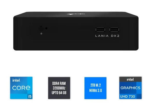 Picture of Qbits Lania DX2 Intel Core i5 12th Gen 8GB DDR4 RAM 500GB M.2 NVMe SSD Windows 11 Pro Mini PC