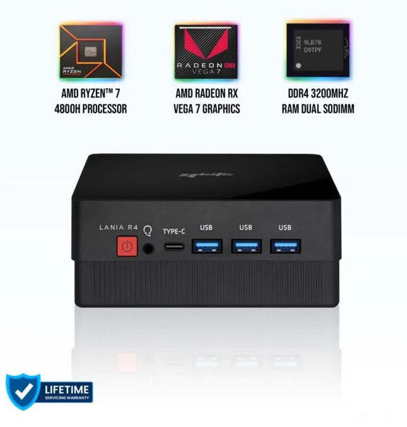 Picture of Qbits Lania R4 AMD Ryzen 7 4800H 16GB DDR4 RAM 1 TB M.2 Western Digital NVMe SSD Mini PC