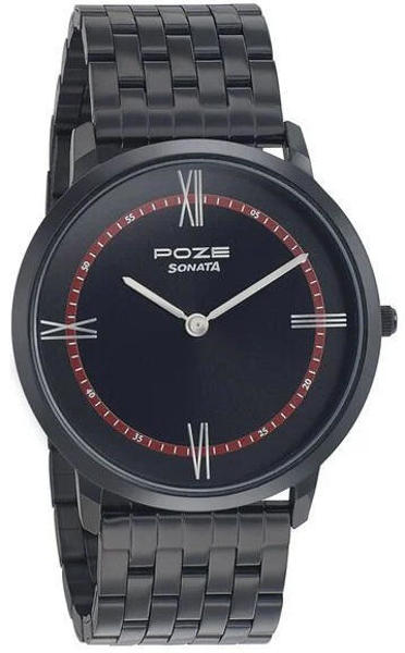 Picture of Sonata Poze Analog Black dial Metal Strap Watch for Men (SP70006NM01)