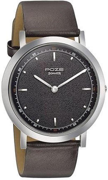Picture of Sonata Poze Analog Blue Dial Leather Strap Watch for Men (SP70008SL01)