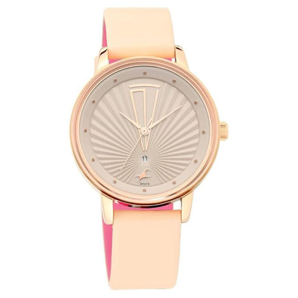 Picture of Fastrack 6206WL01 Ruffles Analog with Date Beige Dial Leather Watch for Girls