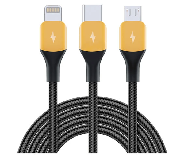 Picture of Realme 3 in 1 Charging Cable (1.2m) - Black Yellow
