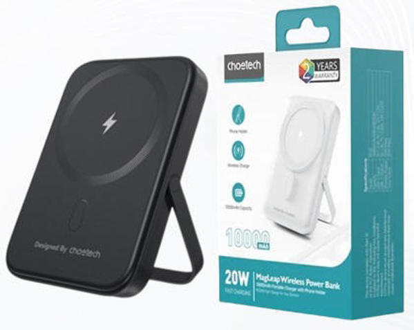 Picture of Choetech B743 10000mAh 20W MagLeap Wireless Power Bank Black with Phone Holder
