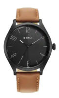 Picture of Titan NP1865NL01 Workwear Black Dial Leather Strap Watch