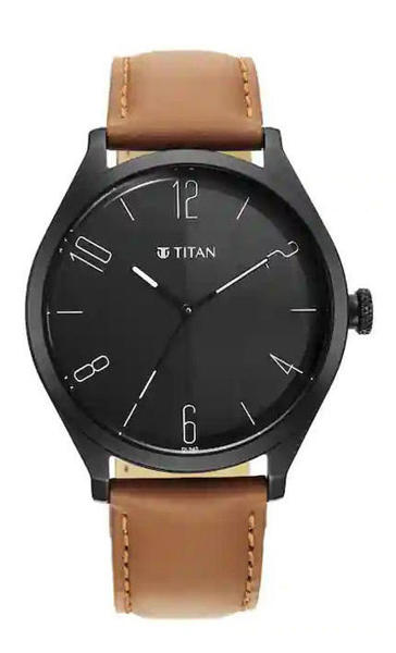 Picture of Titan NP1865NL01 Workwear Black Dial Leather Strap Watch