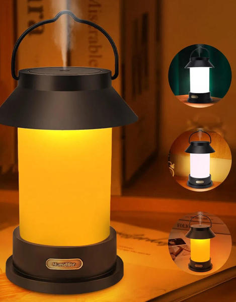 Picture of Horse Lantern Air Humidifier Ultrasonic Mist Diffuser Retro LED Light Timer USB