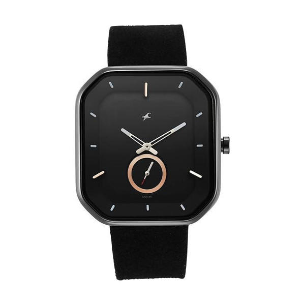 Picture of Fastrack 3272NL01 After Dark Black Dial Leather Strap Watch for Guys