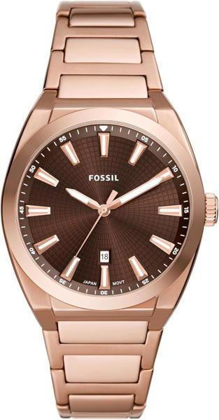Picture of Fossil Men's Everett Quartz Stainless Steel Three-Hand Watch, Color: Rose Gold/Chocolate (Model: FS6028)