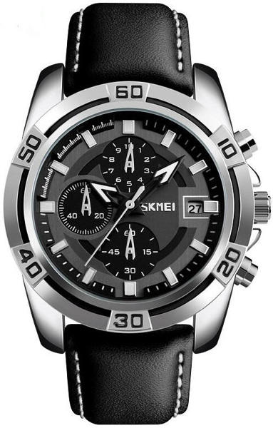 Picture of SKMEI 9156 Chronograph Leather Watch for Men- Black