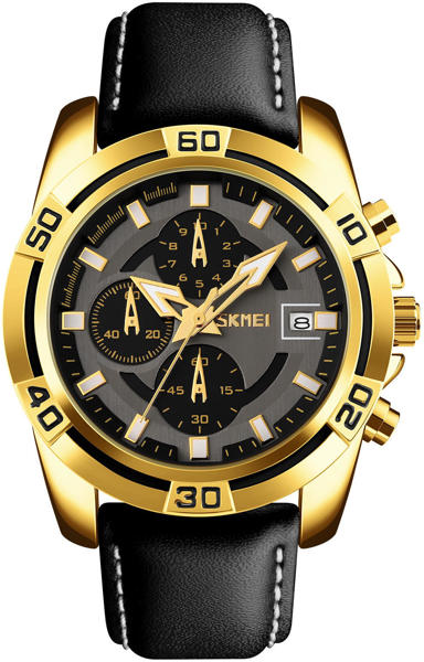 Picture of SKMEI 9156 Chronograph Leather Watch for Men- Gold