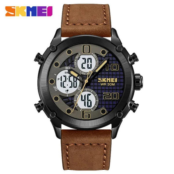 Picture of SKMEI 1975 Digital Analog Leather Strap Men’s Watch - Brown Black