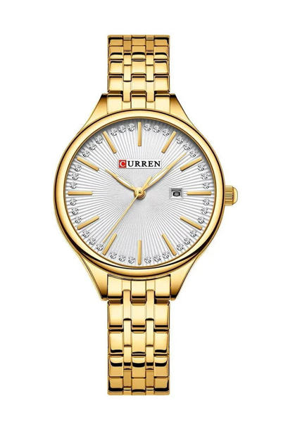 Picture of CURREN 9099 Small Dial Simple Stainless Steel Ladies Watch-Gold White