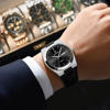 Picture of Poedagar 930 Elegant Ultra-Thin Gemstone Leather Luminous Quartz Watch- Black