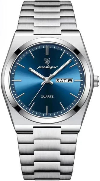 Picture of POEDAGAR 930 Business Luminous Stainless Steel Quartz Men’s Watch- Silver Blue