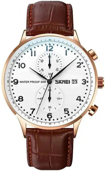Picture of SKMEI 9301 Casual Leather Strap Date Men’s Watch-Brown