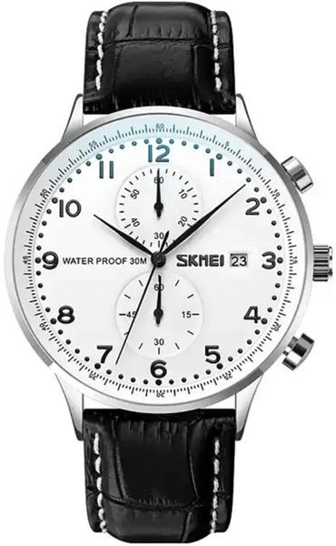 Picture of SKMEI 9301 Casual Leather Strap Date Men’s Watch-Black Silver