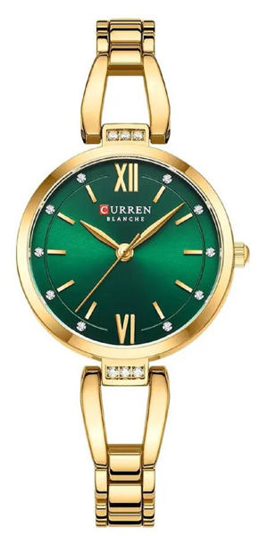 Picture of CURREN 9092 Elegant Stainless Steel Classic Women Quartz Watch- Gold Green