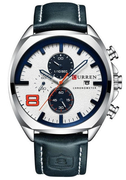 Picture of Curren 8324 Belt Quartz Watch for Men - Blue & White
