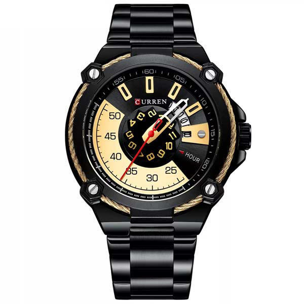 Picture of Curren 8345 Stainless Steel Watch for Men - Gold & Black