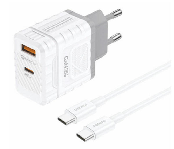 Picture of FONENG (EU61) 30W A+C 2-Port GaN Charger With Type-C to Type-C Cable- White