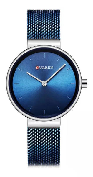 Picture of CURREN 9016 Royal Blue Mesh Stainless Steel Analog Watch For Women – Silver & Royal Blue
