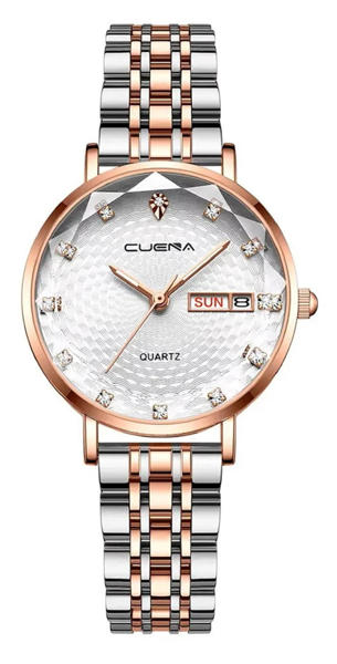 Picture of CUENA 6002 Luxury Date Rhinestone Bracelet Ladies Watch-White
