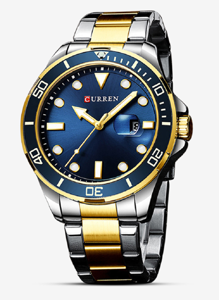 Picture of Curren 8388 Stainless Steel Watch for Men - Gold Blue
