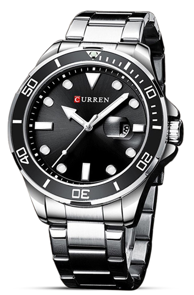 Picture of Curren 8388 Stainless Steel Watch for Men - Silver Black