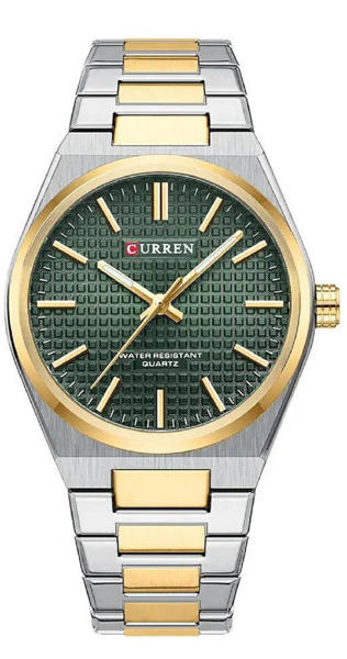 Picture of Curren 8439 Luxury Stainless Steel Man Watch - Golden Green- Silver Gold & Green