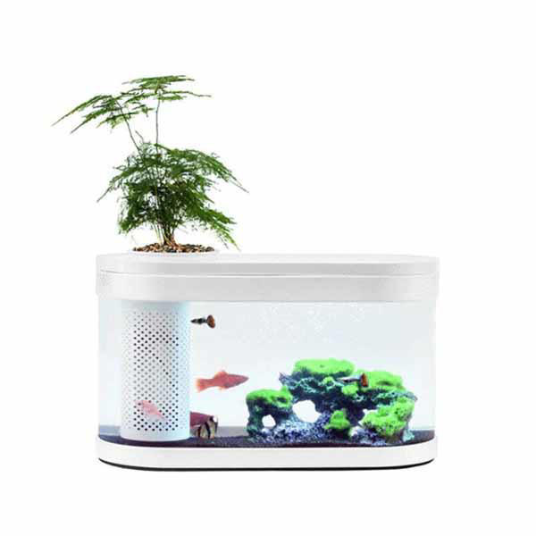 Picture of Xiaomi Geometry Ecosystem Small Water Garden Fish Tank Transparent Aquarium- White