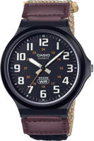 Picture of Casio MW-240B-3BVDF Cream Dial Cloth Band Watch - Brown/Black
