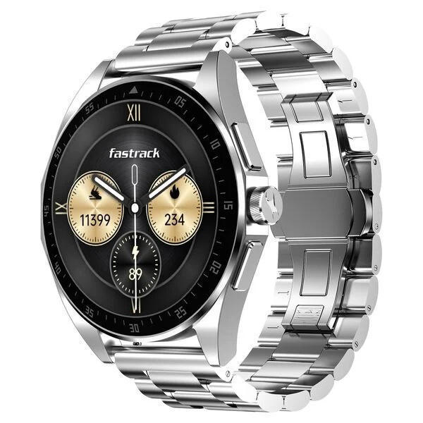 Picture of Fastrack Radiant FX1 Luxury Metal Smartwatch with 3.6 cm AMOLED Display, SingleSync BT Calling, Functional Crown - Steel