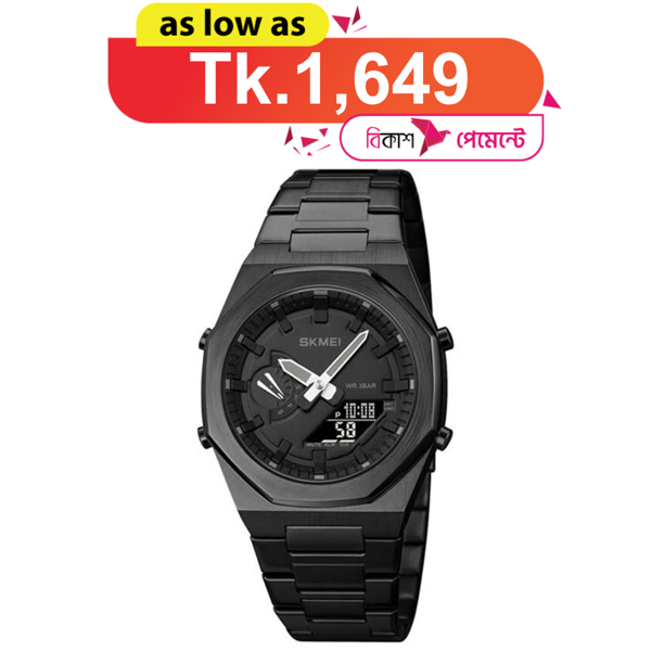 Picture of Skmei 1816 Chrono Dual Display Waterproof Stainless Steel Men’s Watch-Black