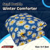 Picture of Economic Semi-Double European Cube Style Winter Comforter, 60*84 in / 5*7 ft (Sky Blue Flower)