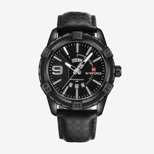 Picture of NAVIFORCE NF9117 PU Leather Analog Watch for Men - Black