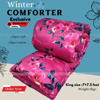 Picture of King Size Premium Cube Design Twill Cotton Fabric Winter Comforter, 7*7.5 ft / 84*90 in (Barbie Pink)