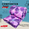 Picture of King Size Economic Winter Comforter with European Cube Design, 84*90 in / 7*7.5 ft (Purple Flower)