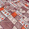 Picture of King Size Exclusive Cotton Fabric Winter Comforter with European Cube Design, 84*90 in / 7*7.5 ft (Brown Flower Art)