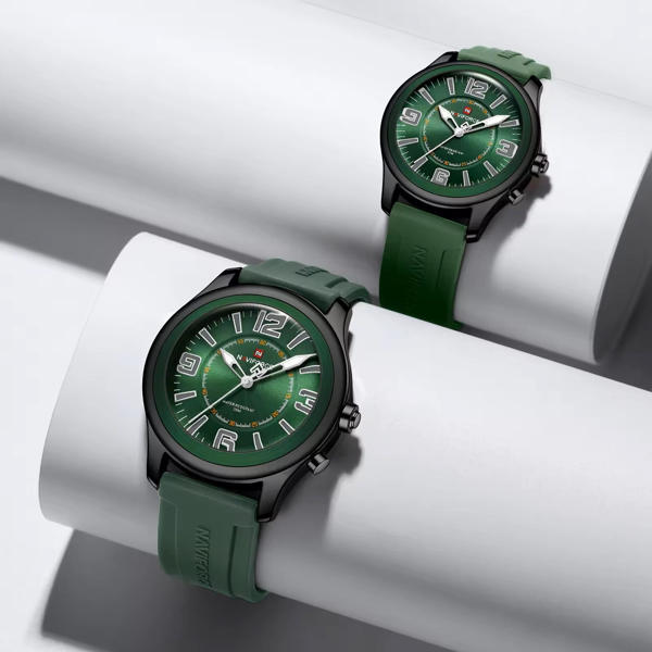 Picture of NAVIFORCE NF9256 Green Silicone Strap Unique Standard Design High Quality Quartz Watch For Couple
