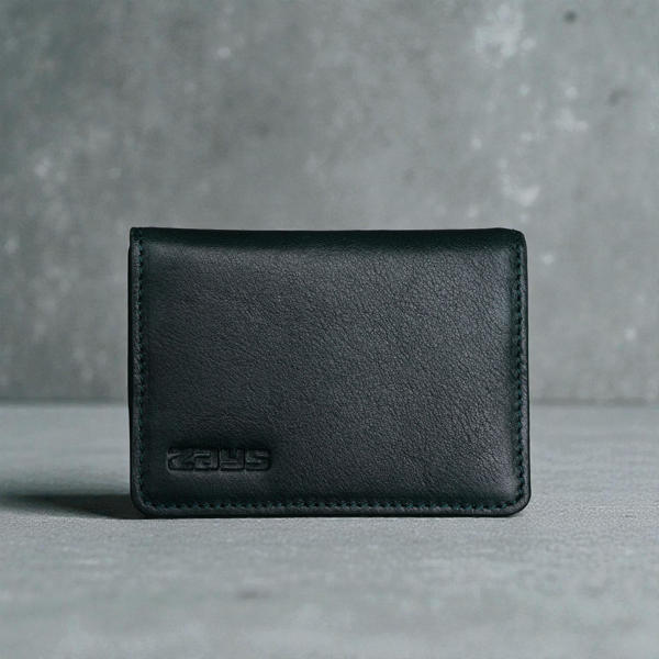 Picture of Zays Premium Leather Magnetic Card Holder - Slim and Eco-Friendly Mini Wallet for Unisex - Handmade Secure Compact and Stylish Design (ZCW113 - Bottle Green)