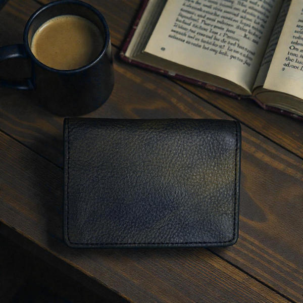 Picture of Zays Premium Leather Magnetic Card Holder - Slim and Eco-Friendly Mini Wallet for Unisex - Handmade Secure Compact and Stylish Design (ZCW118-Navy Blue Mix)