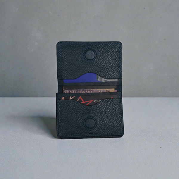 Picture of Zays Premium Leather Magnetic Card Holder - Slim and Eco-Friendly Mini Wallet for Unisex - Handmade Secure Compact and Stylish Design (ZCW120-Dark Grey)