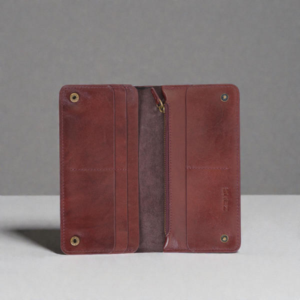 Picture of Zays Premium Genuine Leather Long Wallet for Unisex - Elegant Design Spacious Card and Mobile Slots - Durable Full Grain Leather (ZLW104-Chocolate)