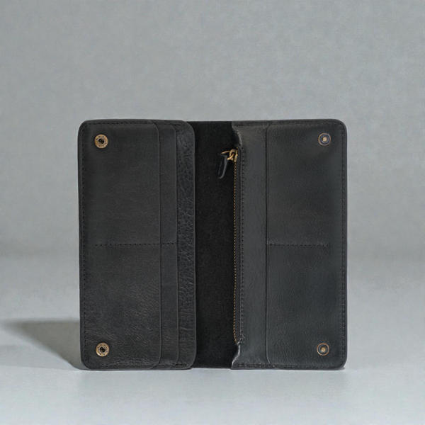 Picture of Zays Premium Genuine Leather Long Wallet for Unisex - Elegant Design Spacious Card and Mobile Slots - Durable Full Grain Leather (ZLW105-Black-I)